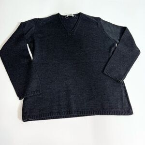 Marina Rinaldi Sweater Womens Small Virgin Wool Gray V Neck Italy comfy fall